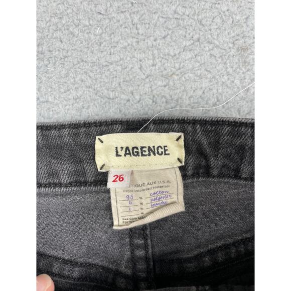 L'Agence Womens Size 26 Faded Black Denim Distressed Jeans - Picture 3 of 11
